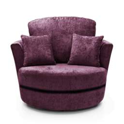 Rackhams Monaco Chenille Fabric Swivel Chair - Purple - thumbnail 1