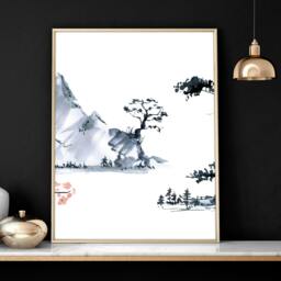 Rackhams Japanese cherry blossom tree - set of 3 framed wall art - 20 x 30 in / 50 x 76 cm - Polyester Canvas 260 gsm - Canvas wrapped - thumbnail 6