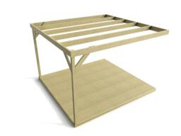 Rackhams Wall-mounted Box Pergola and Decking Kit - Rustic Brown - 4.8m x 4.8m - thumbnail 2