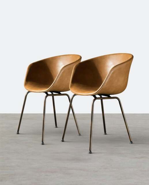 Rackhams A Set of 2 Herron Dining Chairs, PU Leather - A Set of 2 Chairs - Black (With Black Legs) - image 1