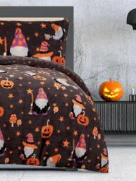 Rackhams Halloween Gonk Flannel Duvet Set Reversible Duvet Cover with Pillowcase - Charcoal - Single (135cm x 200cm) - thumbnail 3