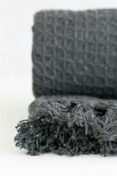 Rackhams Honeycomb Throw Cotton - Charcoal - 127x152cm - thumbnail 2