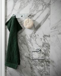 Rackhams Polished Chrome Stainless Steel Triple Towel Hook Rail (L)195mm (H)45mm Self Adhesive Wall Mounted Bathroom Robe Rack - thumbnail 3