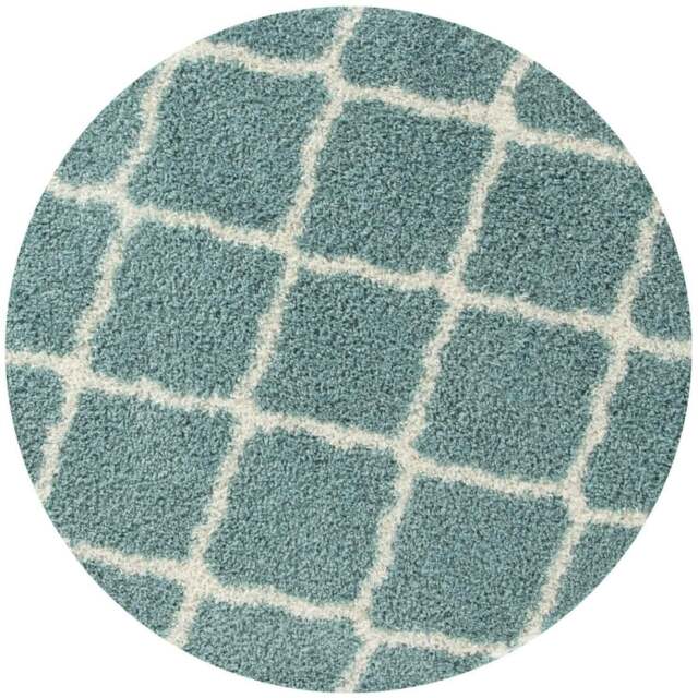 Rackhams Moroccan Duck Egg Blue Shaggy Rug - 750 - Ø 120 cm - image 1