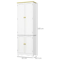 Rackhams Freestanding Kitchen Cupboard 4-Door Storage Cabinet w/ 4 Shelves, White - White - thumbnail 3