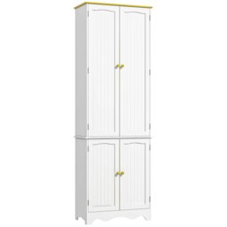 Rackhams Freestanding Kitchen Cupboard 4-Door Storage Cabinet w/ 4 Shelves, White - White - thumbnail 2
