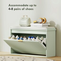 Rackhams Shoe Storage Bench with Cushion and Flip-Drawer 80x26x47.5cm Green - Green - thumbnail 5