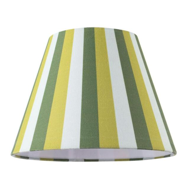 Rackhams Multi Green Tone Striped Linen Coolie Lamp Shade with Cotton Inner - image 1