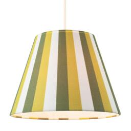 Rackhams Multi Green Tone Striped Linen Coolie Lamp Shade with Cotton Inner - thumbnail 2