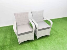 Rackhams Rattan Garden Furniture Set with Rectangular Dining Table And Dining Chairs 6 Seater Light Grey Mixed - thumbnail 4