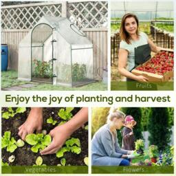 Rackhams Walk In Tomato Greenhouse Garden Outdoor Mini Greenhouse Flower Planter Steel Frame with Zipped Door & Window, PE Cover, 180 x 100 x 168CM, White - thumbnail 5