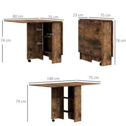 Rackhams 80-140 cm Folding Dining Table for 4-6 Drop Leaf Table Rustic Brown - thumbnail 3