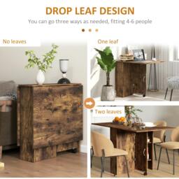 Rackhams 80-140 cm Folding Dining Table for 4-6 Drop Leaf Table Rustic Brown - thumbnail 4