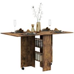 Rackhams 80-140 cm Folding Dining Table for 4-6 Drop Leaf Table Rustic Brown - thumbnail 2