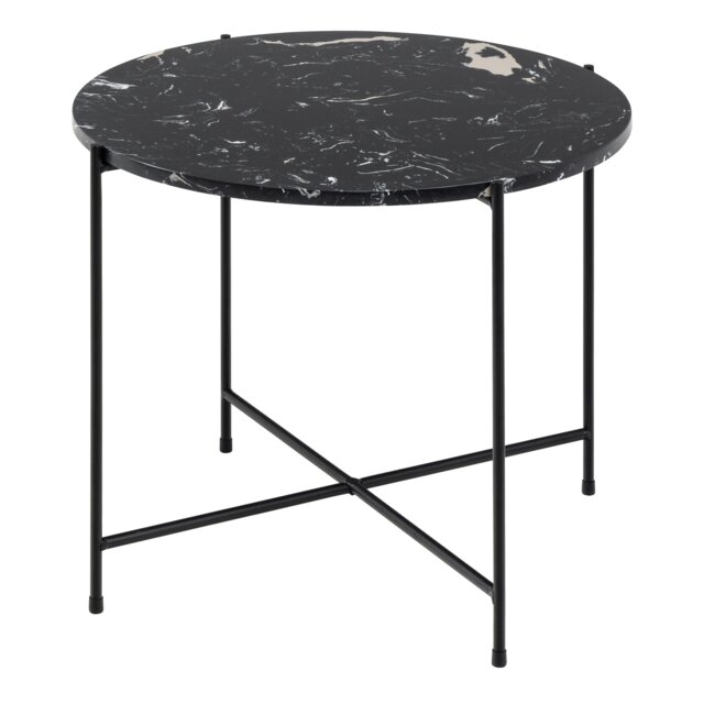 Rackhams Avila Side Table with Black Polished Marble Stone 52x40cm - 1 - image 1