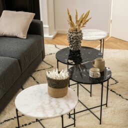 Rackhams Avila Side Table with Black Polished Marble Stone 52x40cm - 1 - thumbnail 5