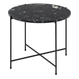 Rackhams Avila Side Table with Black Polished Marble Stone 52x40cm - 1