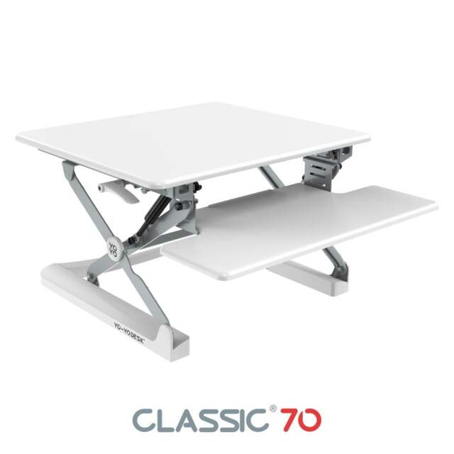 Rackhams 70 Single Monitor Standing Desk Converter - White - image 1