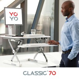Rackhams 70 Single Monitor Standing Desk Converter - White - thumbnail 5