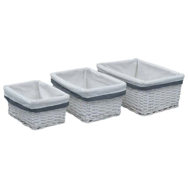 Rackhams 3 Piece Nesting Basket Set White Willow