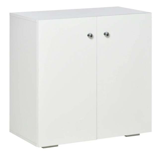 Rackhams Storage Cabinet w/ Two Shelves Wooden Sideboard Freestanding Kitchen Cupboard Bookcase - White - image 1
