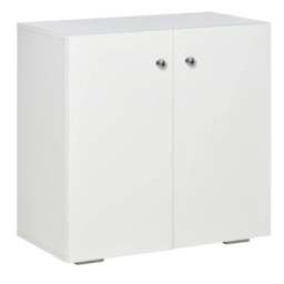 Rackhams Storage Cabinet w/ Two Shelves Wooden Sideboard Freestanding Kitchen Cupboard Bookcase - White - thumbnail 1