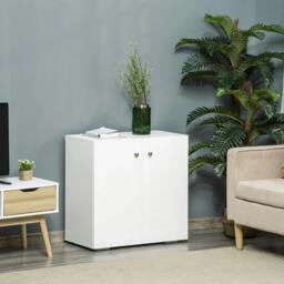 Rackhams Storage Cabinet w/ Two Shelves Wooden Sideboard Freestanding Kitchen Cupboard Bookcase - White - thumbnail 2