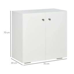 Rackhams Storage Cabinet w/ Two Shelves Wooden Sideboard Freestanding Kitchen Cupboard Bookcase - White - thumbnail 3
