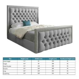 Rackhams Venice Glitter Border Upholstered Soft Velvet Bed Frame - Grey - Grey - Small single - thumbnail 4
