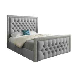 Rackhams Venice Glitter Border Upholstered Soft Velvet Bed Frame - Grey - Grey - Small single - thumbnail 5