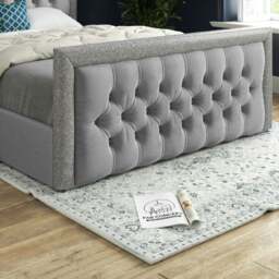 Rackhams Venice Glitter Border Upholstered Soft Velvet Bed Frame - Grey - Grey - Small single - thumbnail 3