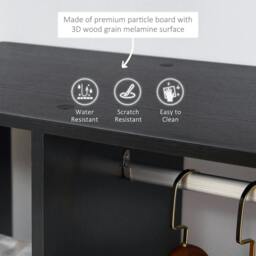 Rackhams Open Wardrobe on Wheels, Bedroom Wardrobe with Clothes Hanging Rail, 3 Storage Shelves, Mobile Garment Rack for Cloakroom, Hallway, Black - thumbnail 6