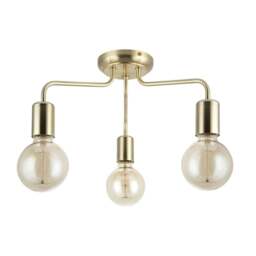 Rackhams Fraser 3 Light Metal Ceiling Flush Light - Brushed Brass - thumbnail 4
