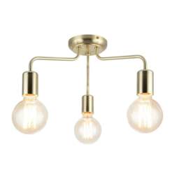 Rackhams Fraser 3 Light Metal Ceiling Flush Light - Brushed Brass - thumbnail 3