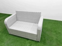 Rackhams 4 Seater Outdoor Love Sofa Set Rattan Garden Furniture Set with Oblong Coffee Table 2 Side Tables Light Grey - thumbnail 4