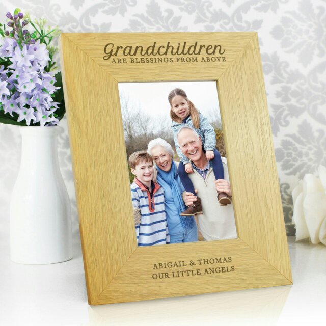 Rackhams Personalised Grandchildren Are A Blessing 6x4 Oak Finish Photo Frame - image 1