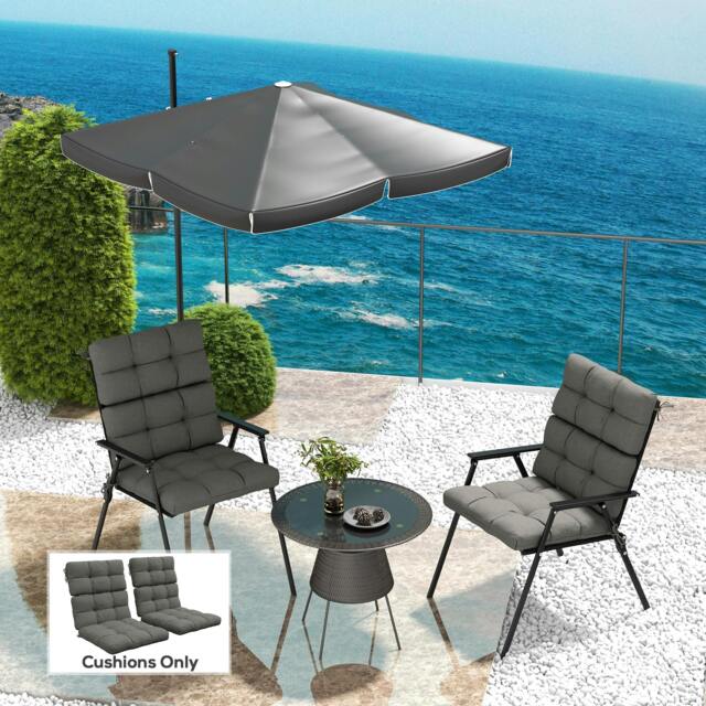 Rackhams 2pc Outdoor Seat Cushion with Backrest, Ties, for Garden, Grey - image 1