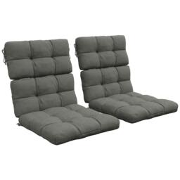 Rackhams 2pc Outdoor Seat Cushion with Backrest, Ties, for Garden, Grey - thumbnail 2