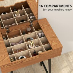 Rackhams Industrial Vanity Desk with Mirror and Steel Legs Natural Wood Effect - No - Flip-up mirror, 37.5W x 34H cm - Natural wood - thumbnail 4