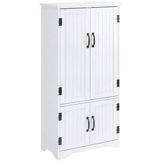 Rackhams Accent Floor Storage Cabinet, Kitchen Cupboard Sideboard with Adjustable Shelves and 2 Lower Doors, White - White - image 1