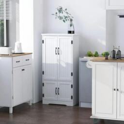 Rackhams Accent Floor Storage Cabinet, Kitchen Cupboard Sideboard with Adjustable Shelves and 2 Lower Doors, White - White - thumbnail 3