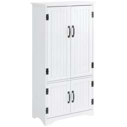 Rackhams Accent Floor Storage Cabinet, Kitchen Cupboard Sideboard with Adjustable Shelves and 2 Lower Doors, White - White - thumbnail 1