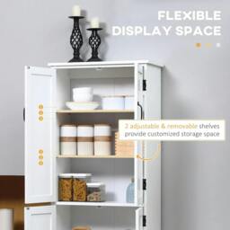 Rackhams Accent Floor Storage Cabinet, Kitchen Cupboard Sideboard with Adjustable Shelves and 2 Lower Doors, White - White - thumbnail 6