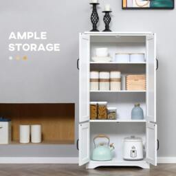 Rackhams Accent Floor Storage Cabinet, Kitchen Cupboard Sideboard with Adjustable Shelves and 2 Lower Doors, White - White - thumbnail 5