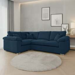 Rackhams Delta Full Jumbo Cord 4 Seater Corner Sofa - Navy Blue - Left Hand Facing - thumbnail 1