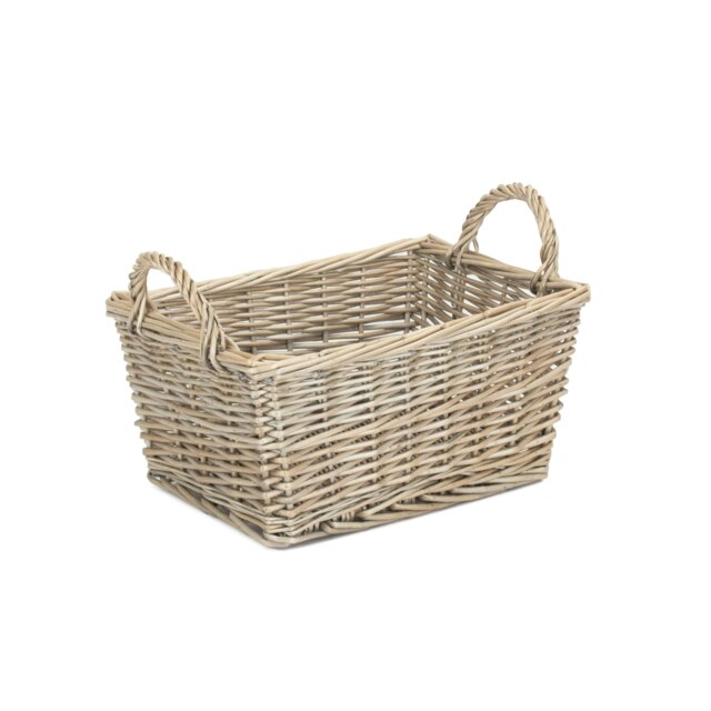 Rackhams Wicker Antique Wash Finish Handled Unlined Storage Basket - Medium - image 1