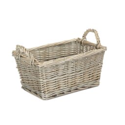 Rackhams Wicker Antique Wash Finish Handled Unlined Storage Basket - Medium - thumbnail 2