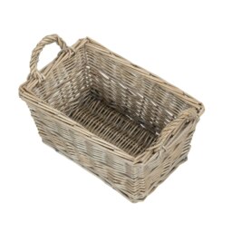 Rackhams Wicker Antique Wash Finish Handled Unlined Storage Basket - Medium - thumbnail 4