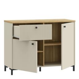Rackhams Bixbite Sideboard with Fluted Detail, Drawer & Cupboard in Mauvella Oak and Sand - W 103.1 X  H 79 X  D 41.9cm - Mauvella Oak & Sand - 1 - thumbnail 5