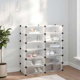Rackhams Shoe Rack Transparent 94.5x36.5x106 cm PP - thumbnail 1